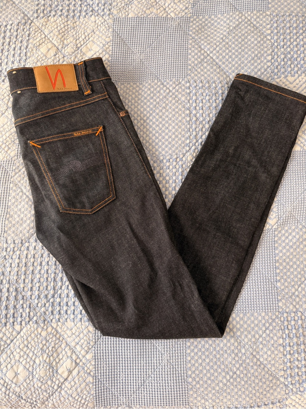 Nudie Men's Dark Blue Raw Denim Jeans
